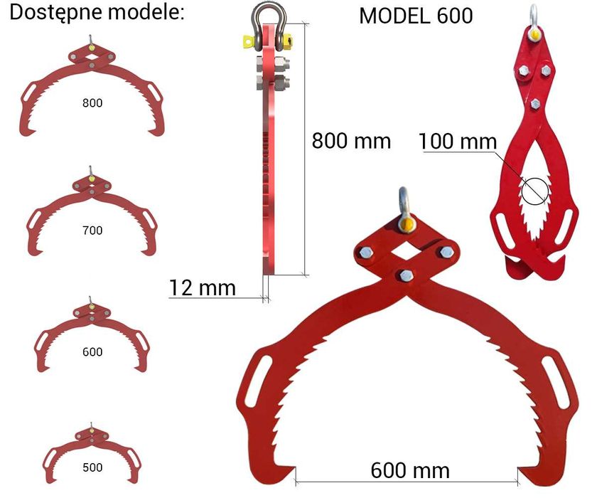CHWYTAK / kleszcze / szczypce do drewna MODEL 600