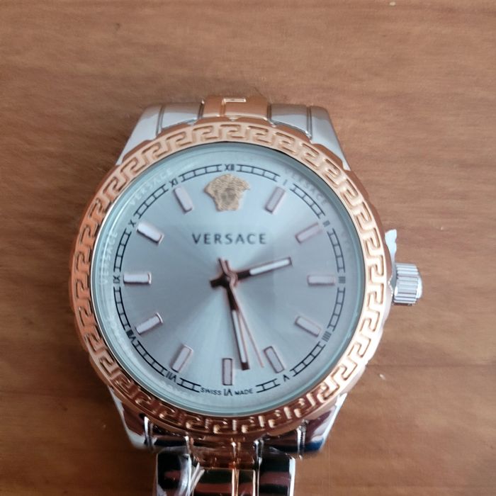 Zegarek versace damski srebrno różowy