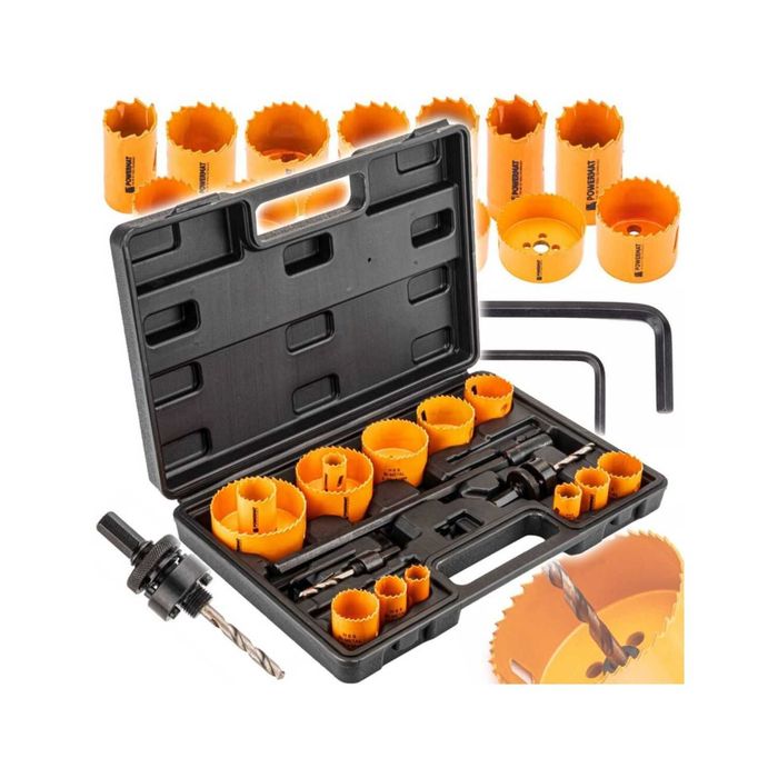 Otwornice bimetal do metalu i drewna zestaw 17 szt. NOWE