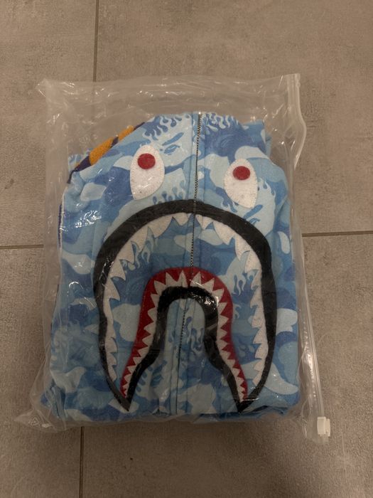 BAPE Fire Camo Shark Full Zip OG Hoodie rare CW FrankenApe