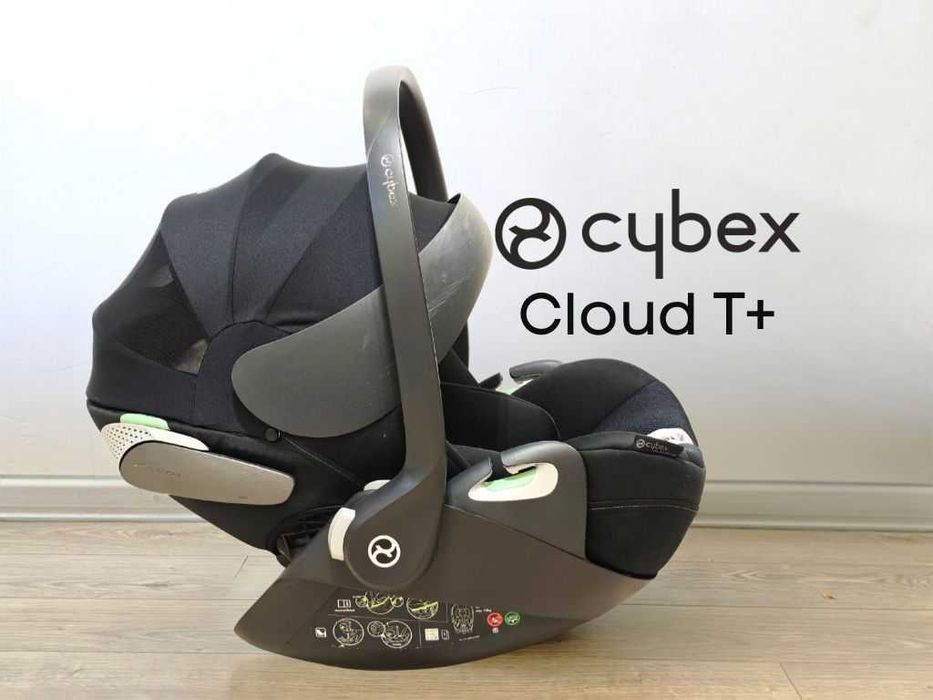 Cybex Cloud T+, czarny, Rozkładany Fotelik samochodowy 0-13 kg nosidło