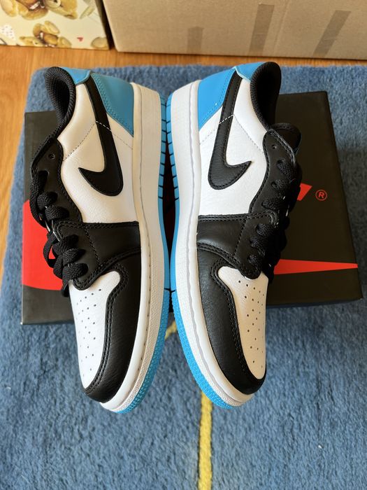 jordan 1 retro low og black dark powder blue.