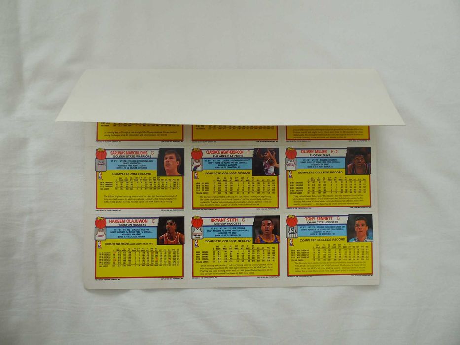 Folha de Cartas Topps 1993