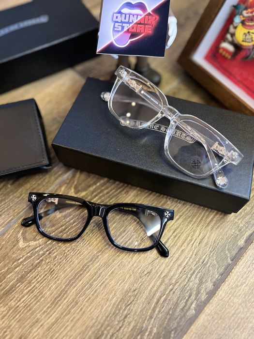 Очки Окуляри Chrome Hearts Хром Хартс чорні та білі з срібними хрестам