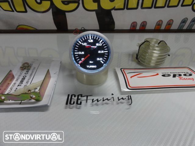 Manômetro da Pressão do Turbo 3 bar Fundo Preto c/iluminaçao led branco Depo Racing Japan 52mm de diametro c/2 anos de garantia