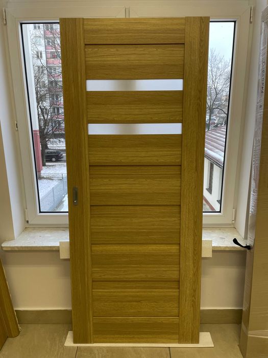 Drzwi pokojowe PRZESUWNE Erkado model Petunia 4, dąb greko, rozm. 80