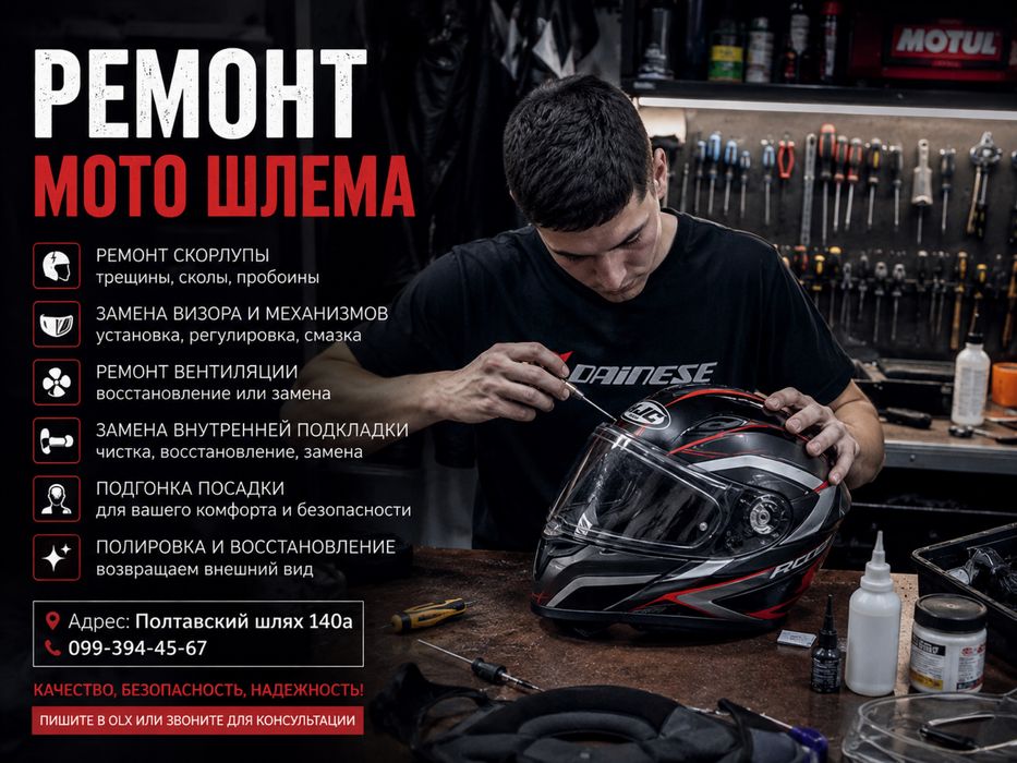Ремонт мотошлемов