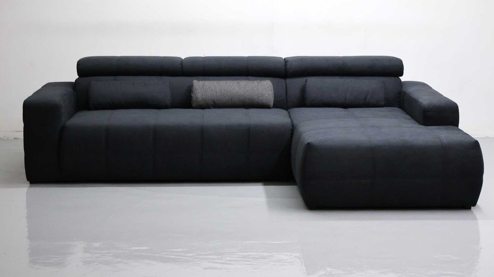 TBK Nowy grafitowy narożnik KLASA PREMIUM regulowane zagłówki rogówka sofa kanapa tkanina DESIGN  NOWOCZESNY WYGODNY