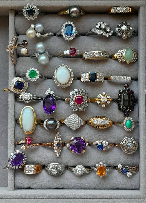 R.13 Pierścionek Art Deco Złoto 750 Diamenty Srebro WYCENA