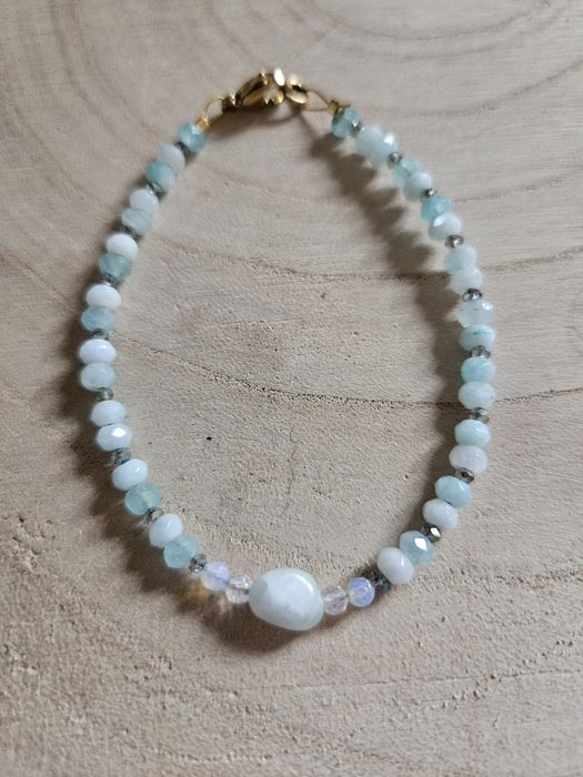 Bransoletka kamienie naturalne Larimar Jadeit Opal