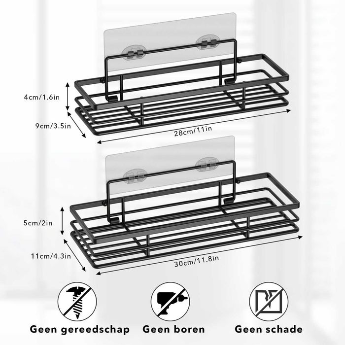 Saffruff półka regał koszyk prysznicowy organizer 2 szt , czarne