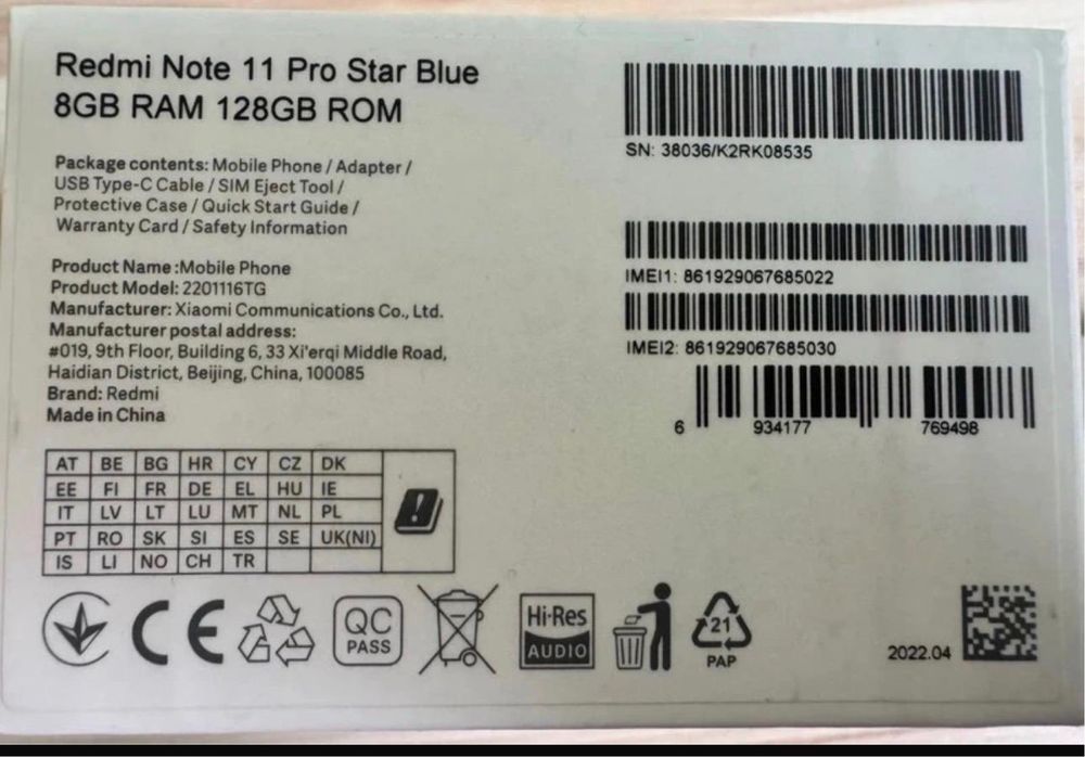 Xiaomi Redmi Note 11 Pro