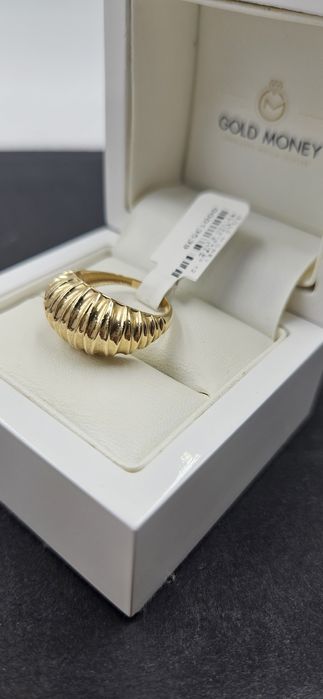 Złoty pierścionek bombka ryflowany 585 GOLD MONEY
