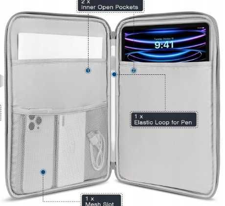 Etui na tablet MoKo 12,9 cala dual zamek ciemny granat