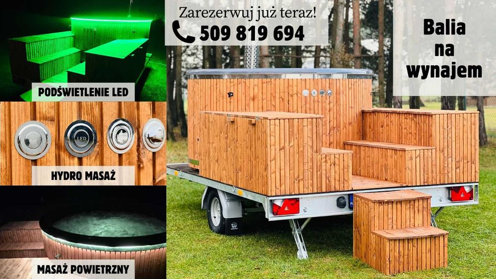 MOBILNA BALIA JACUZZI bania z hydro i Aero masażem spa do wynajęcia