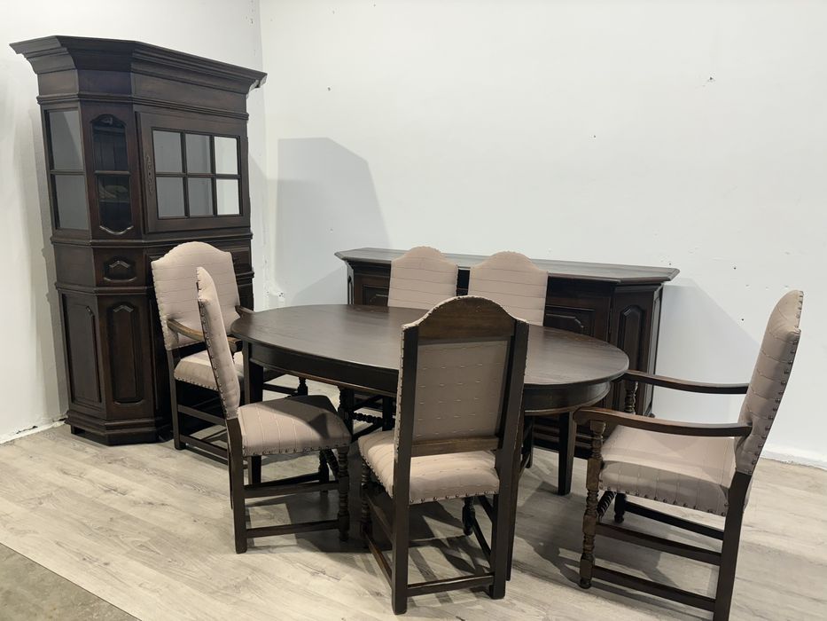 Piękny dębowy komplet mebli do jadalni