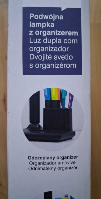Lamkpa Biurkowa Lethe Podwójna lampka z pojemnikiem na przybory Czarna