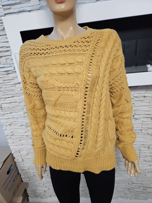 Sweter musztardowy ażurowy Next rozmiar S