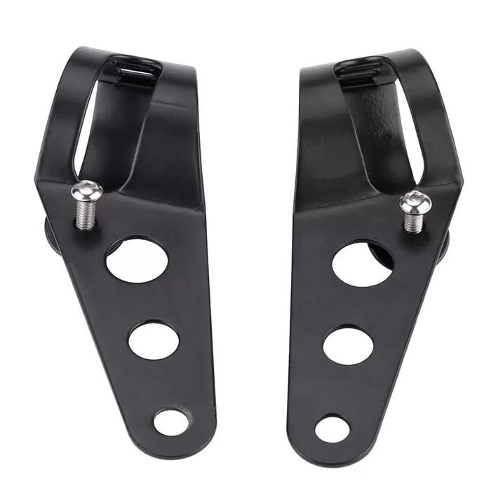 Par de suportes laterais pretos ou prateados farol frontal cafe racer
