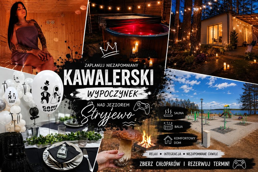 Domek do wynajęcia nad jeziorem sauna balia jacuzzi halloween boże narodzenie święta