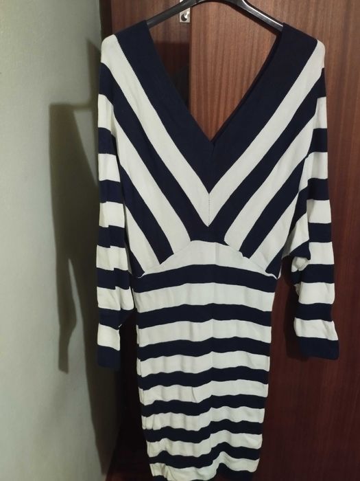 Vestido de malha estilo marinheiro novo