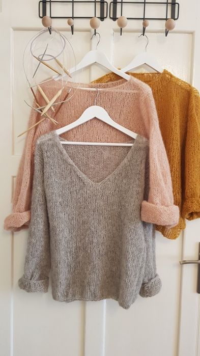 Sweterek handmade alpaka z jedwabiem