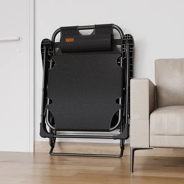 Розкладне крісло шезлонг садовий + матрац WCG FCB-S07PM