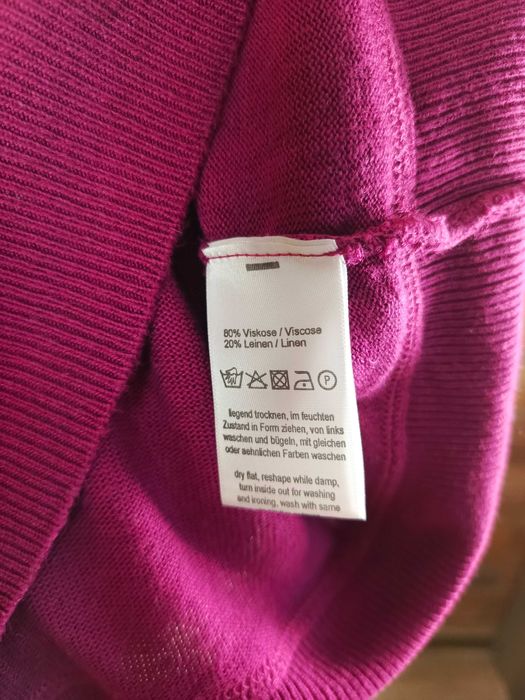 sweter cienki fuksja róż fiolet linen basic S 36