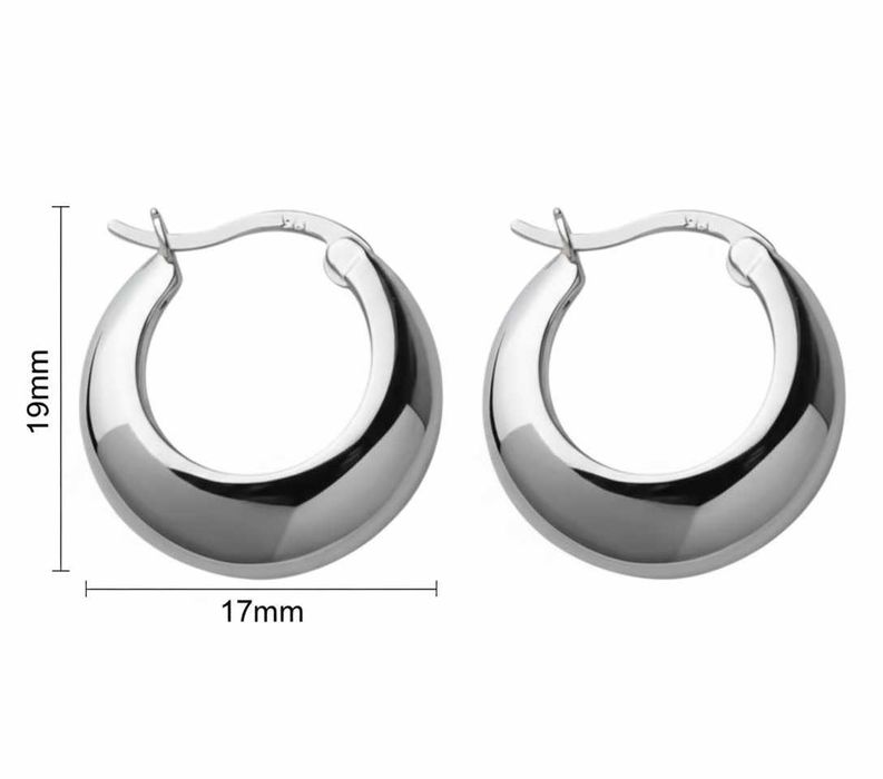 KOL3.2 Kolczyki koła Chunky Hoop srebro 925 Sterling Silver śr. 17mm