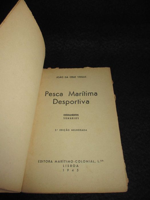 Livro Pesca Marítima Desportiva João da Cruz Viegas 1945
