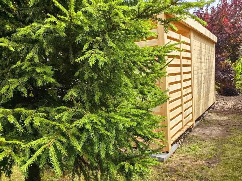Domek narzędziowy drewniany z drewutnią 4,5x1,5m , domek ogrodowy