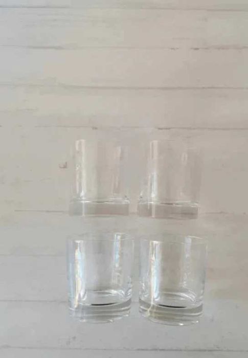 Conjunto 4 Copos Whisky em Vidro Trabalhado Base Grossa