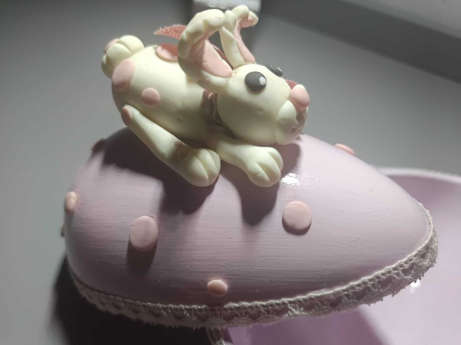 Easter Egg-Shaped Candy Box with Handcrafted Biscuit Bunny64409367406466127