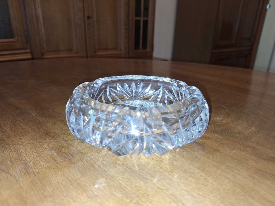 Duża misa, owocarka kryształowa i popielniczka PRL jak nowe
