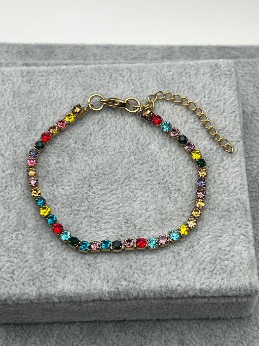 Pulseira Riviera Multicolor Aço Inoxidável Banho Ouro 18k | 3mm