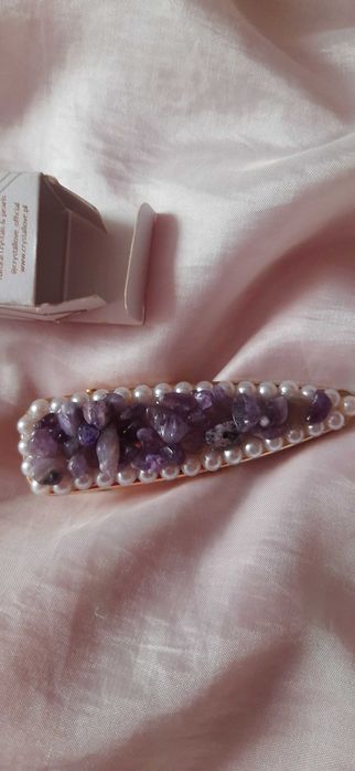 Spinka do włosów Crystallove Amethyst z ametystem - nowa