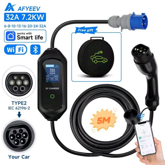 Зарядний пристрій для електромобіля AFYEEV 7.2 кВт 32 A 1-фаза Type 2
