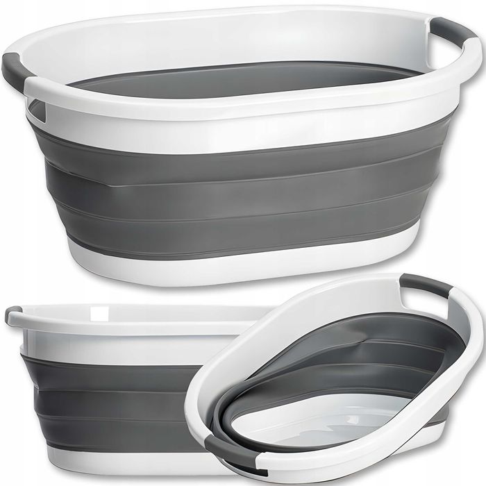 Składany Kosz na Pranie 25L Silikonowa Miska Solidna Bielizna