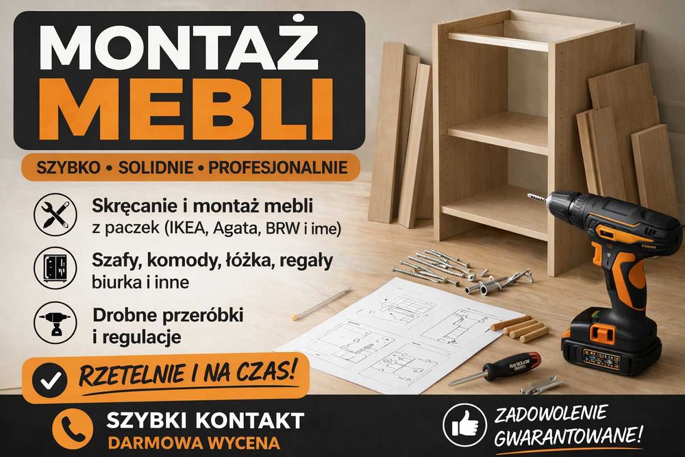 Montaż mebli / skręcanie mebli IKEA, BRW, Agata – szybko i solidnie