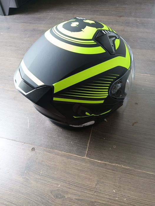 Nowy kask otwarty czarno żółty mat AWINA