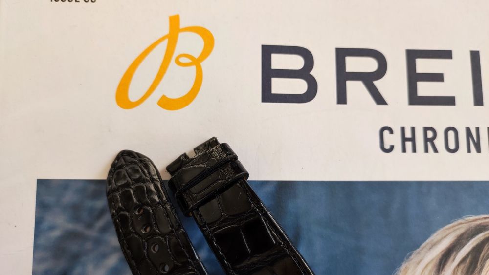 Breitling pasek Krokodyl Strap 22/18 mam czarna skóra naturalna