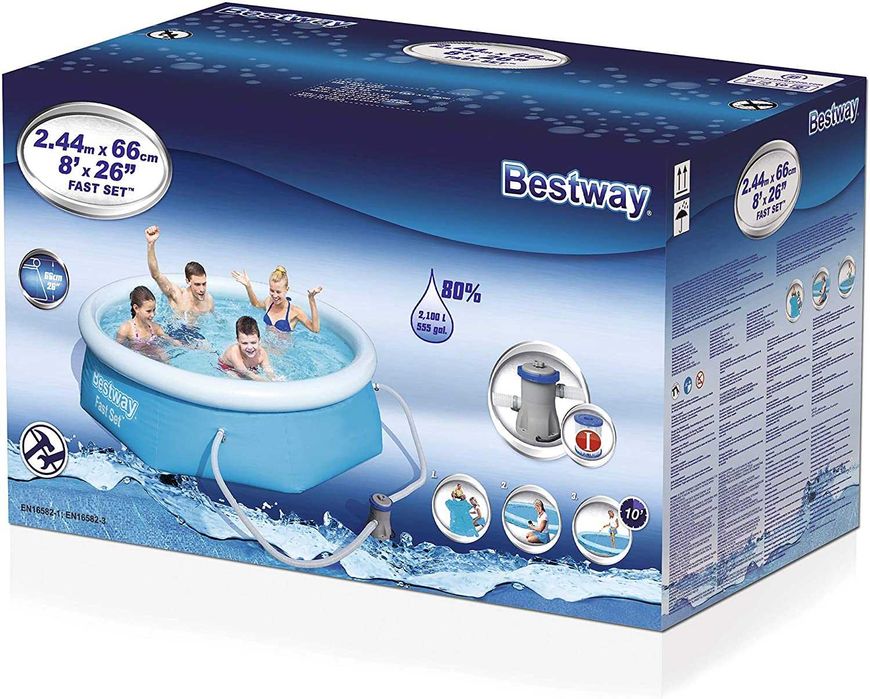 Piscina Bestway Fast Set 2.44m com filtro