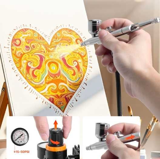 Aerograf + kompresor tc-80 3x pistolet 24 farby zestaw diy