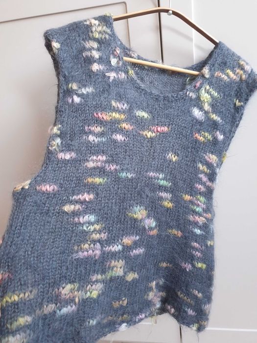 Wełniana kamizelka ręcznie robiona mohair moher handmade 38 40