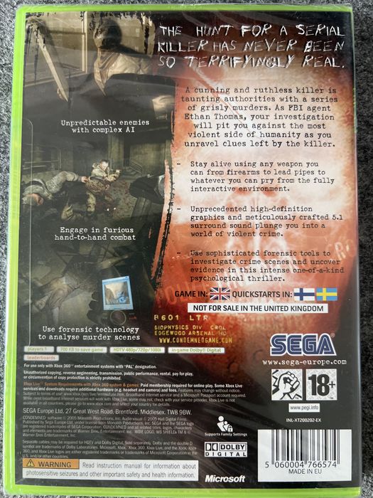 NOWA Condemned gra xbox 360