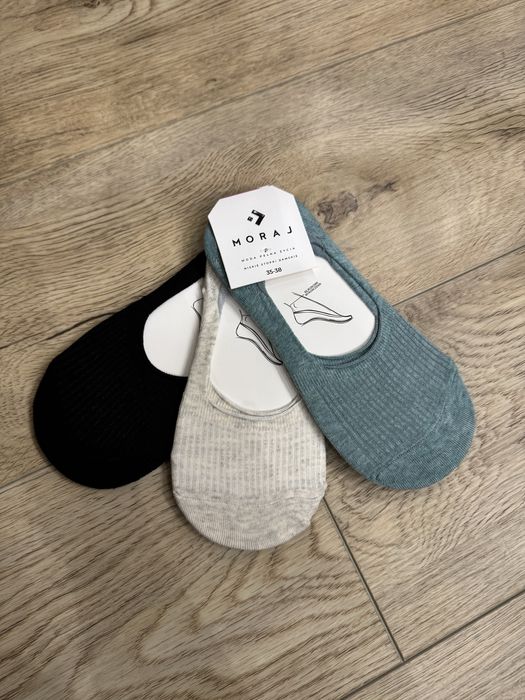 Nowe 3 pary bawełniane krótkie skarpetki stópki rozmiar 35-38 Moraj