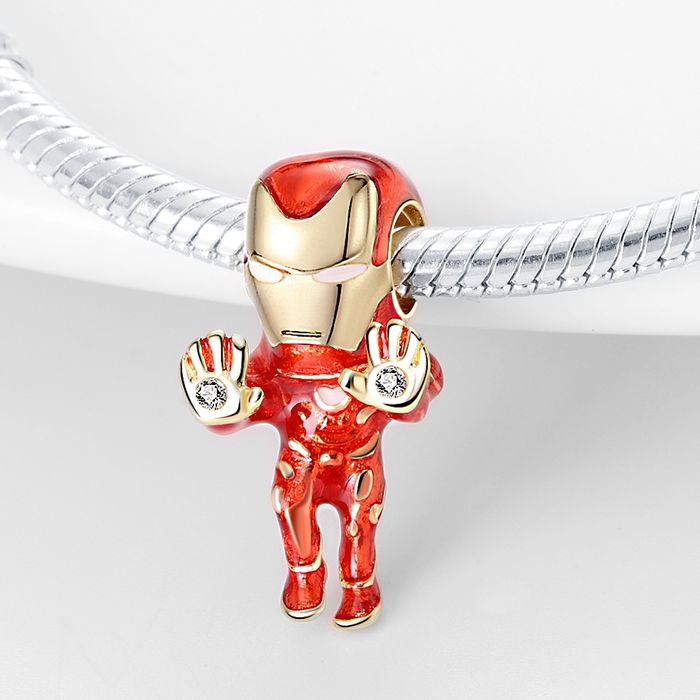 Srebrny Charms do bransoletki modułowej - Iron Man Marvel