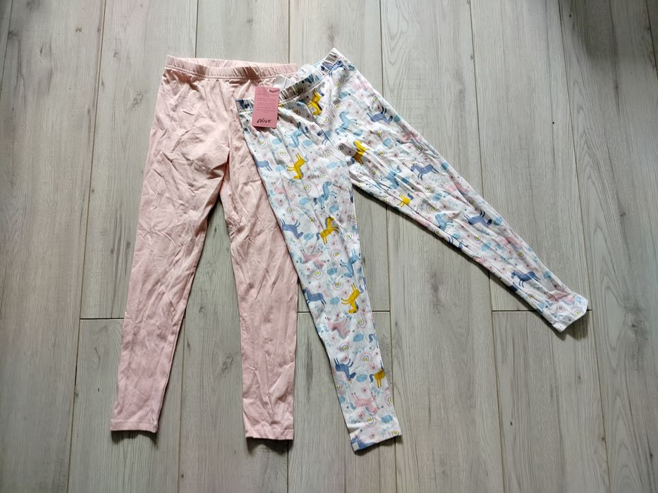 Legginsy getry 134cm pudrowy róż jednorożec unicorn wiosna