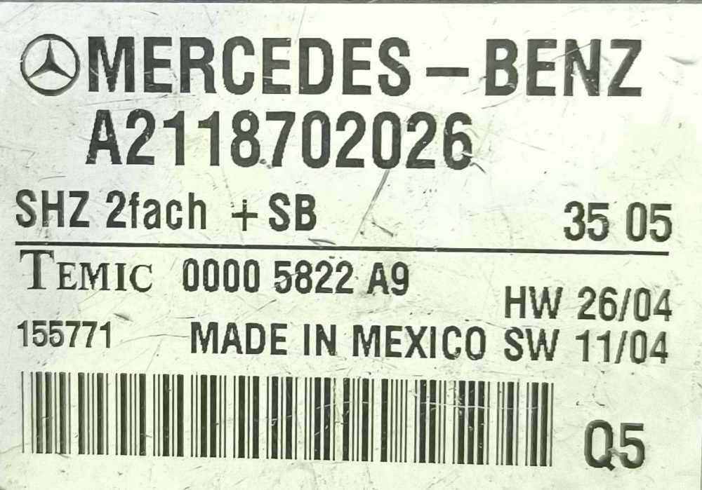 Módulo Eletrónico A2118702026 - MERCEDES-BENZ E-CLASS
