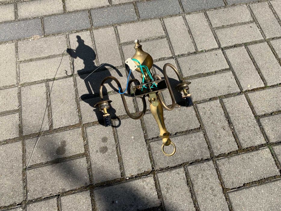 żyrandol lampa mosiężna i kinkiet